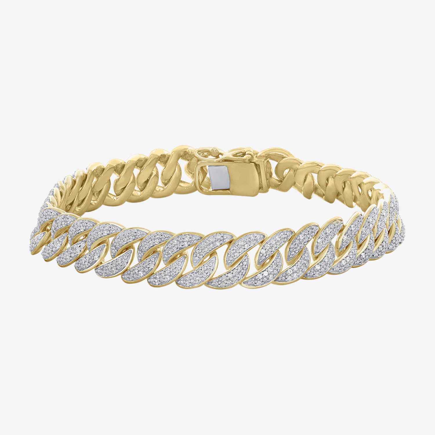 Mens 14K Gold Over Silver Sterling Silver 8 1/2 Inch Solid Chain Bracelet
