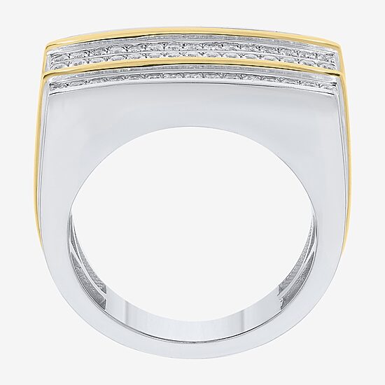 Mens 1 CT. T.W. Natural White Diamond Sterling Silver Fashion Ring