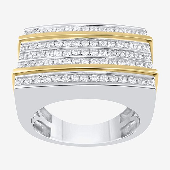Mens 1 CT. T.W. Natural White Diamond Sterling Silver Fashion Ring