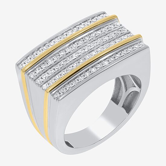 Mens 1 CT. T.W. Natural White Diamond Sterling Silver Fashion Ring