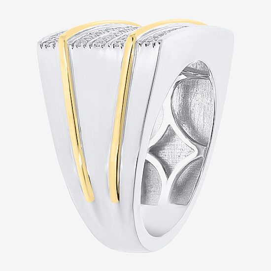 Mens 1 CT. T.W. Natural White Diamond Sterling Silver Fashion Ring