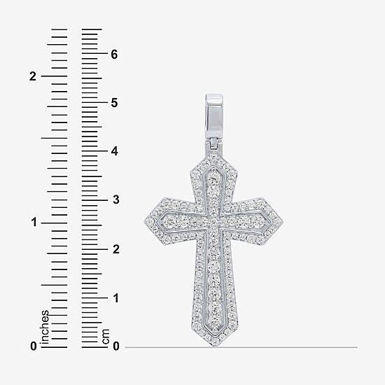 Mens 2 CT. T.W. Natural White Diamond 10K Gold 10K White Gold Cross Pendant