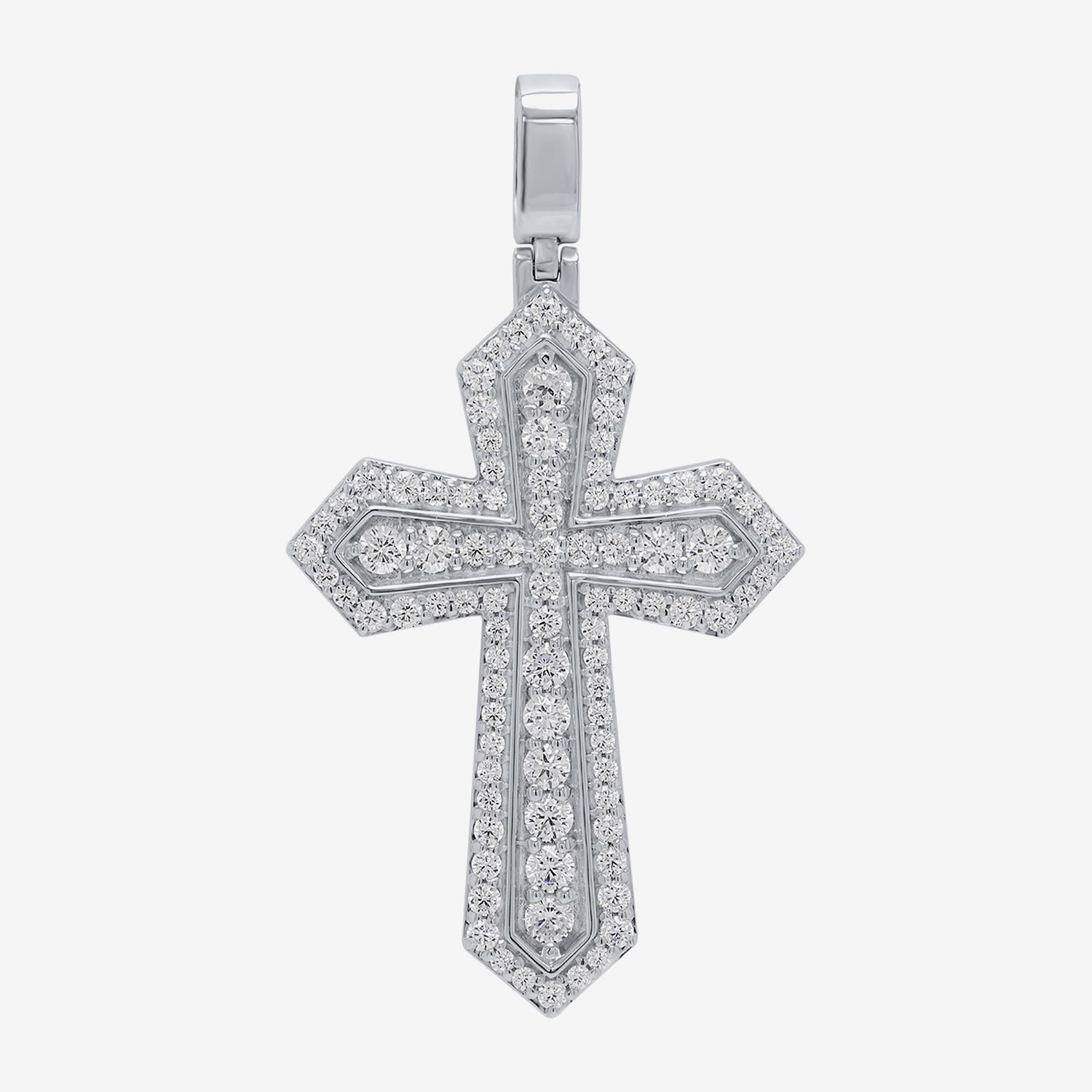 Mens 2 CT. T.W. Natural White Diamond 10K Gold 10K White Gold Cross Pendant