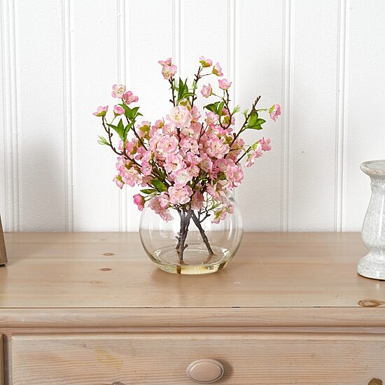 Nearly Natural Cherry Blossom In Large Vase Artificial Flowers