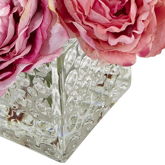 Nearly Natural Peony In Glass Vase Artificial Flowers