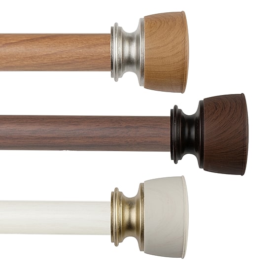 Rod Desyne Nuno Faux Wood 1 IN Adjustable Curtain Rod