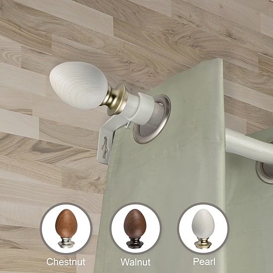 Rod Desyne Ovate Faux Wood 1 IN Adjustable Curtain Rod