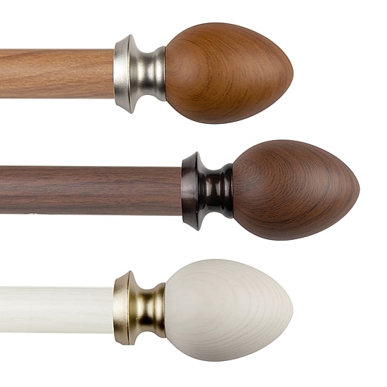 Rod Desyne Ovate Faux Wood 1 IN Adjustable Curtain Rod