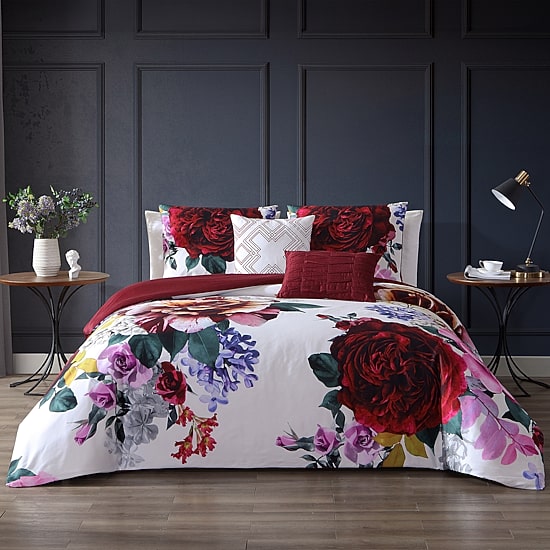 Bebejan Magenta Floral 5-pc. Midweight Reversible Comforter Set