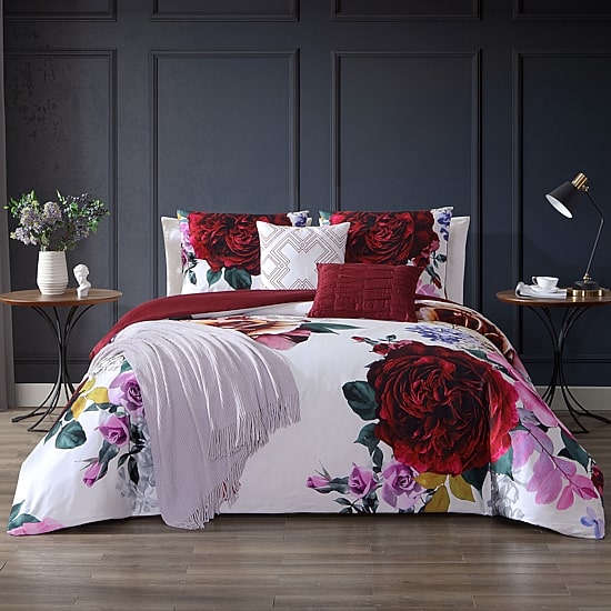 Bebejan Magenta Floral 5-pc. Midweight Reversible Comforter Set