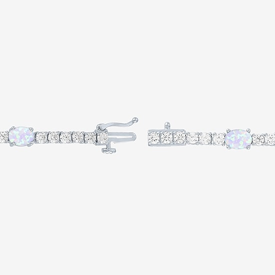 Gemstone Pure Silver Over Brass Tennis Bracelet