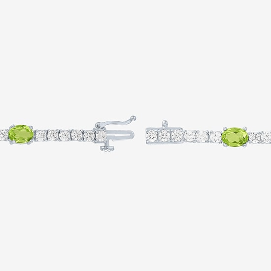 Gemstone Pure Silver Over Brass Tennis Bracelet