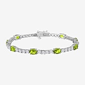 Gemstone Pure Silver Over Brass Tennis Bracelet