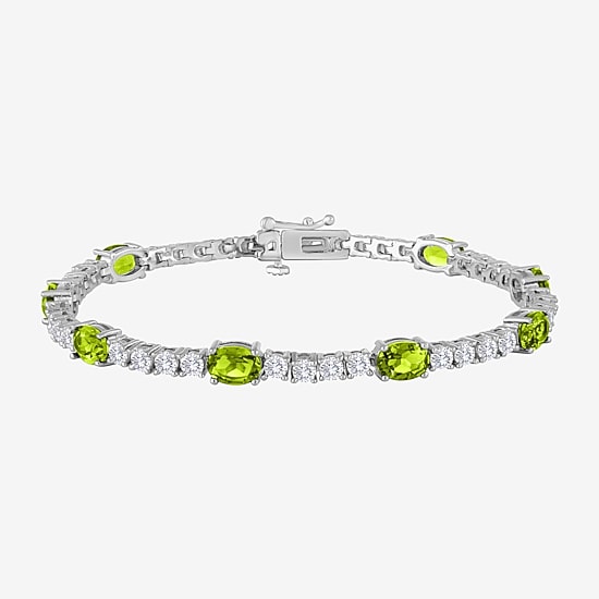 Gemstone Pure Silver Over Brass Tennis Bracelet