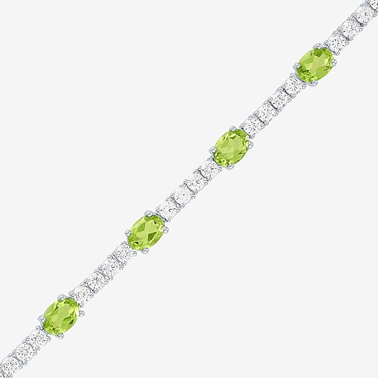 Gemstone Pure Silver Over Brass Tennis Bracelet