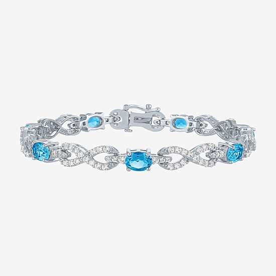 Gemstone Sterling Silver Infinity 7.5 Inch Tennis Bracelet