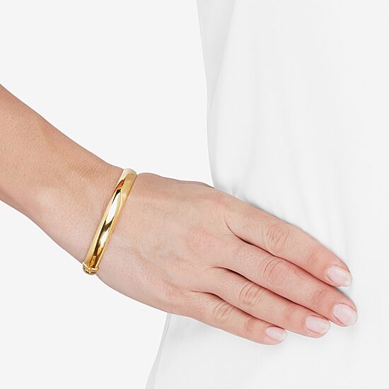 Womens 14K Gold Over Silver Heart Bangle Bracelet