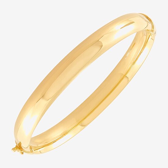 Womens 14K Gold Over Silver Heart Bangle Bracelet