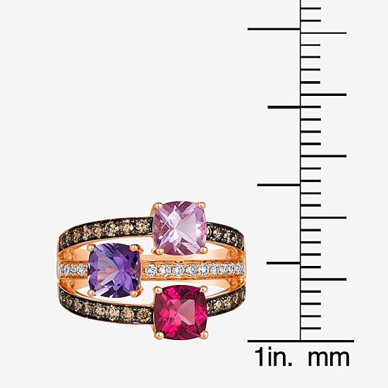 Le Vian® Ring featuring 1 3/8 CT. Grape Amethyst™ 1 CT. Raspberry Rhodolite® 1/2 CT. Chocolate Diamonds® 1/5 CT. Nude Diamonds™ set in 14K Strawberry Gold®