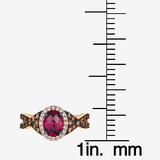 Le Vian® Ring featuring 1 1/2 CT. Raspberry Rhodolite® 1/2 CT. Chocolate Diamonds® 1/6 CT. Nude Diamonds™ set in 14K Strawberry Gold®