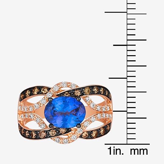 Le Vian® Ring featuring 1 3/4 CT. Blueberry Tanzanite® 1/3 CT. Chocolate Diamonds® 1/5 CT. Nude Diamonds™ set in 14K Strawberry Gold®