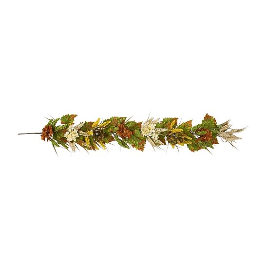 Northlight 5ft Flowers With Wheat Unlit Indoor Garland