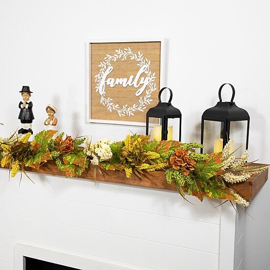 Northlight 5ft Flowers With Wheat Unlit Indoor Garland