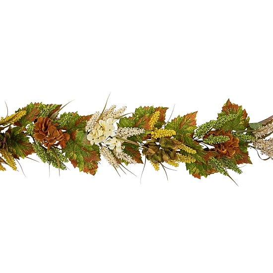 Northlight 5ft Flowers With Wheat Unlit Indoor Garland
