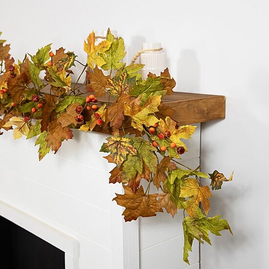 Northlight 5ft X 8in Maple Leaf And Berry Unlit Indoor Garland