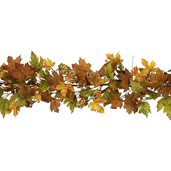 Northlight 5ft X 8in Maple Leaf And Berry Unlit Indoor Garland