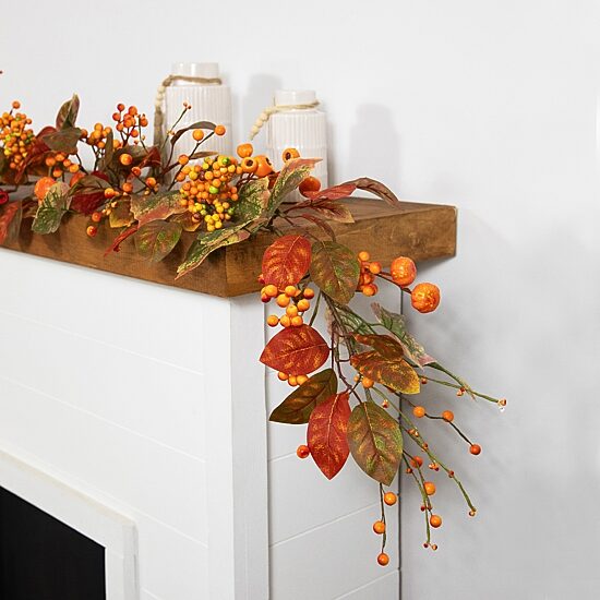 Northlight 5ft X 10in Pumpkin And Berry Unlit Thanksgiving Indoor Garland
