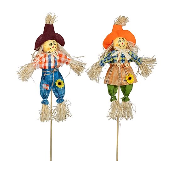 Northlight 18in Boy And Girl Scarecrow Picks 2-pc. Thanksgiving Tabletop Decor