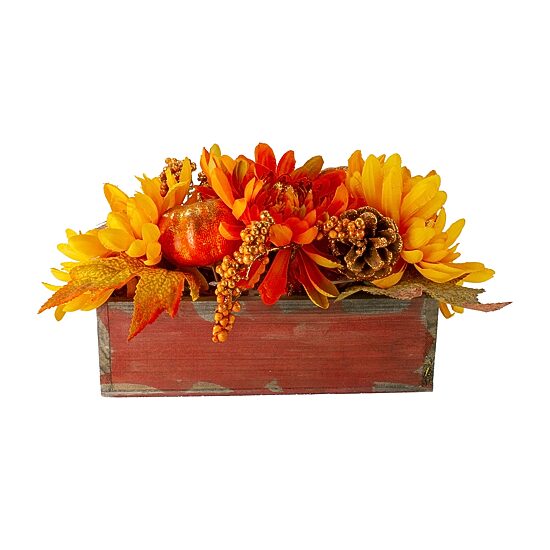Northlight Leaf And Berry In Wooden Box Thanksgiving Tabletop Decor
