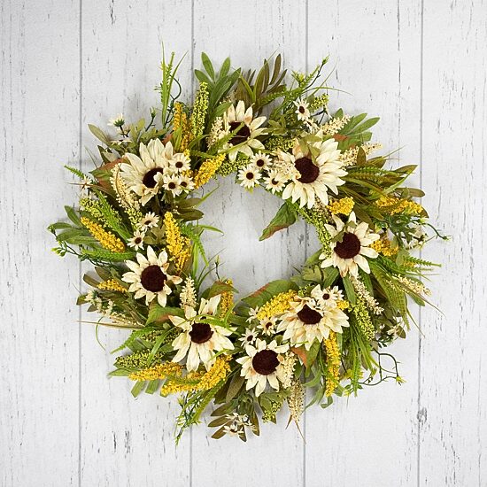 Northlight 24in Beige Sunflowers Wreath