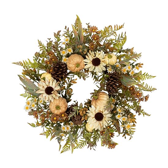 Northlight 28in Sunflower And Pumpkin Unlit Wreath