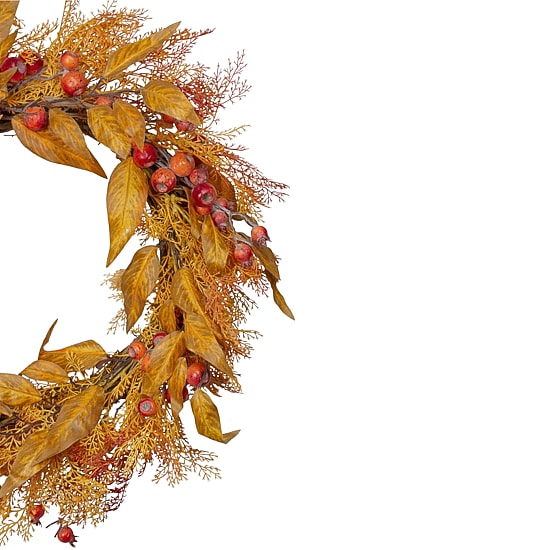 Northlight 24in Yellow And Orange Berry Unlit Wreath
