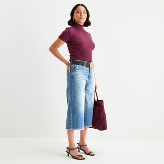 a.n.a Womens Highest Rise Denim Culotte