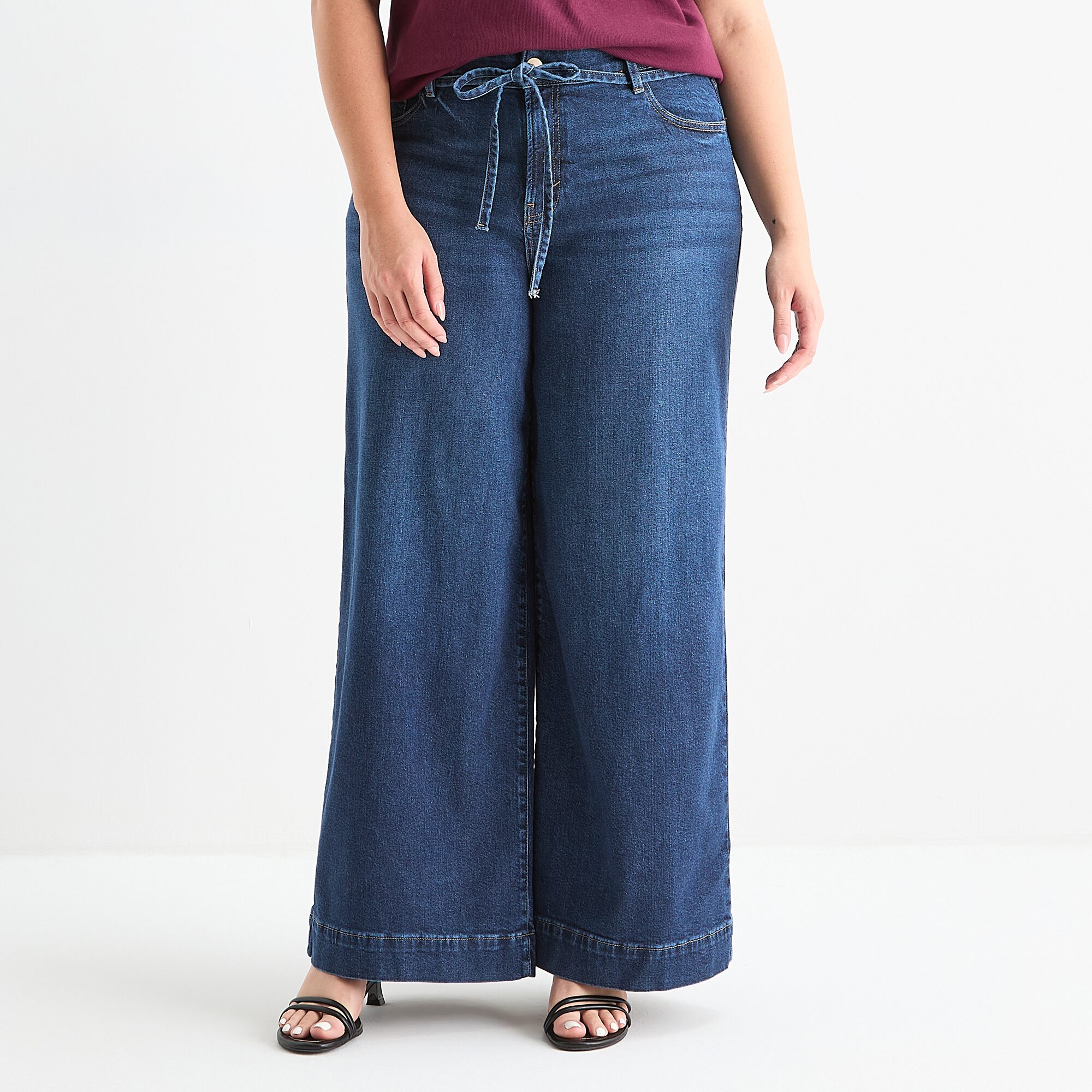 A.N.A Womens Plus Mid Rise Wide Leg Jean