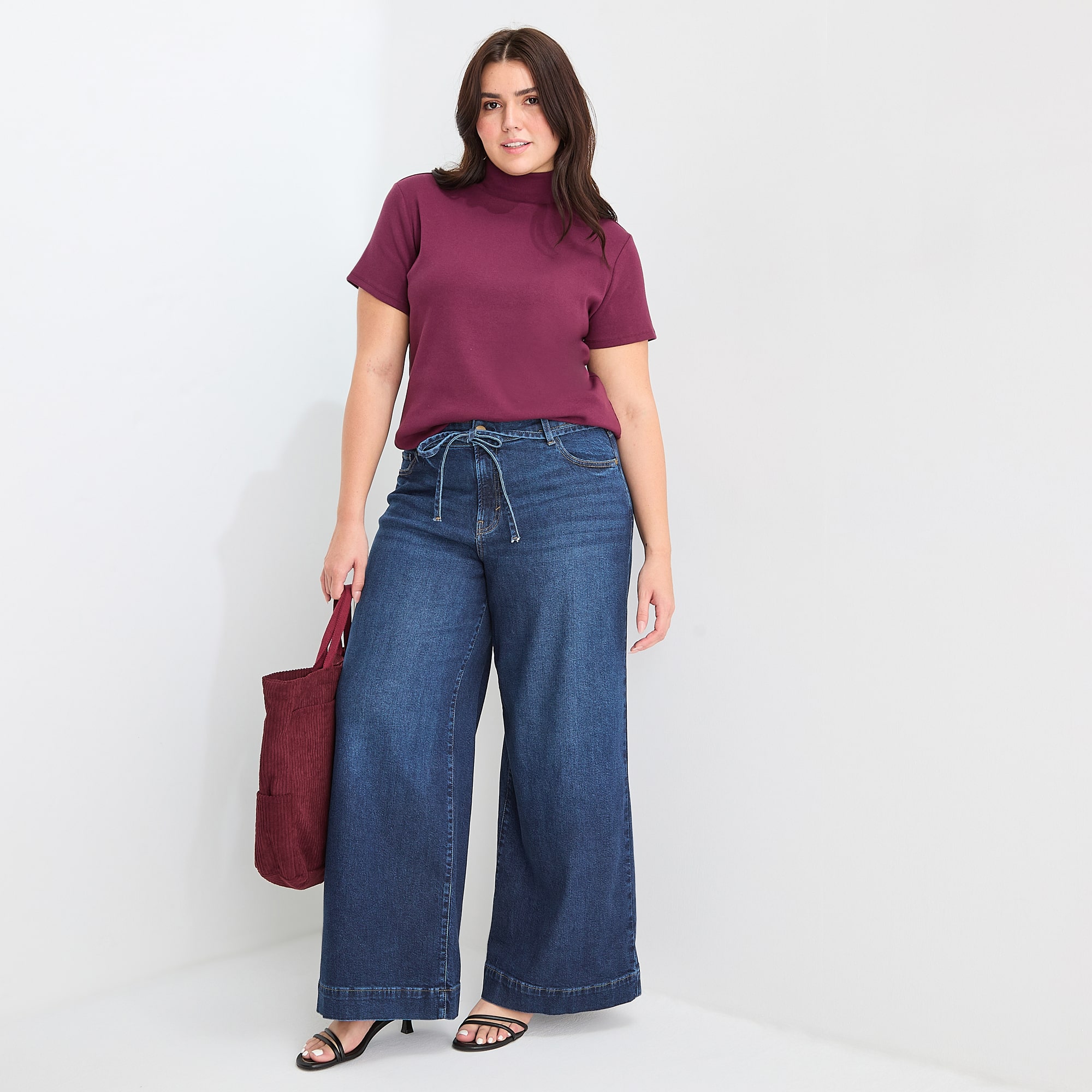 A.N.A Womens Plus Mid Rise Wide Leg Jean