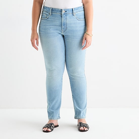 a.n.a Womens Plus High Rise Straight Leg Jean