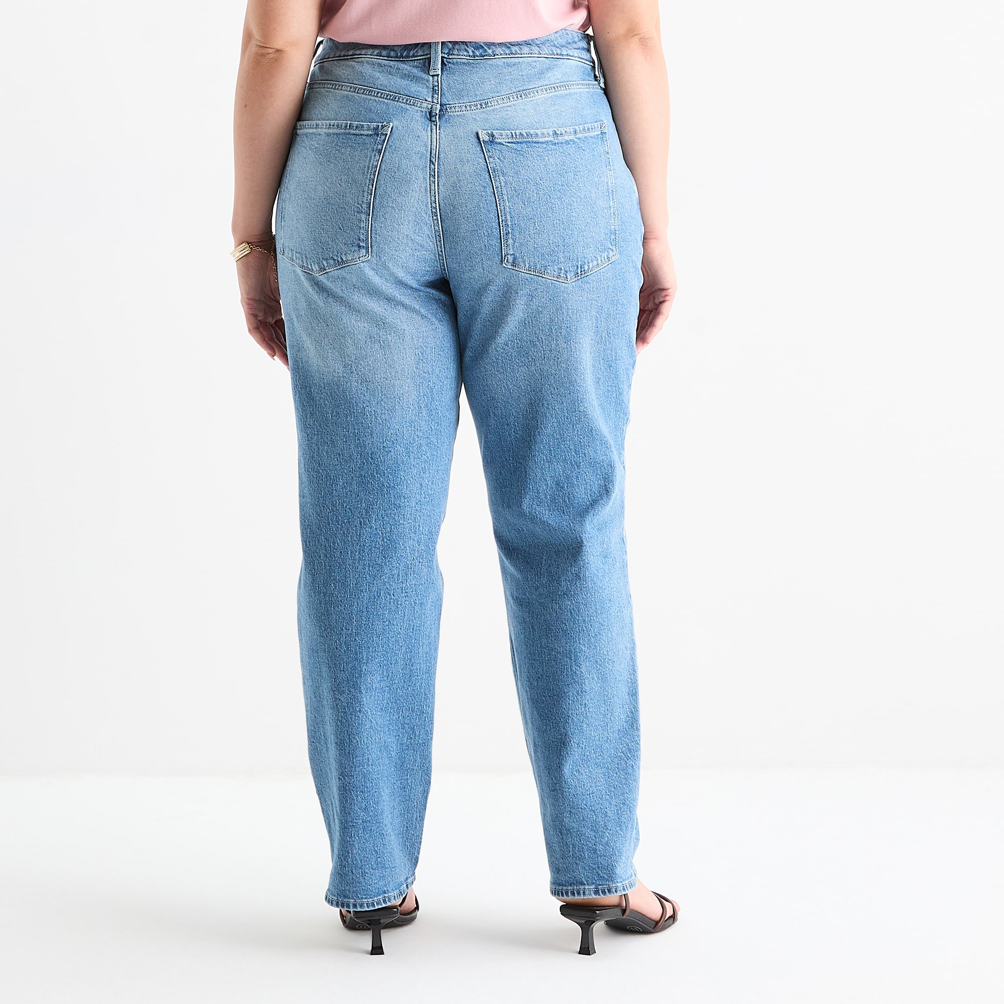 A.N.A Studded Womens Plus Highest Rise Straight Leg Jean