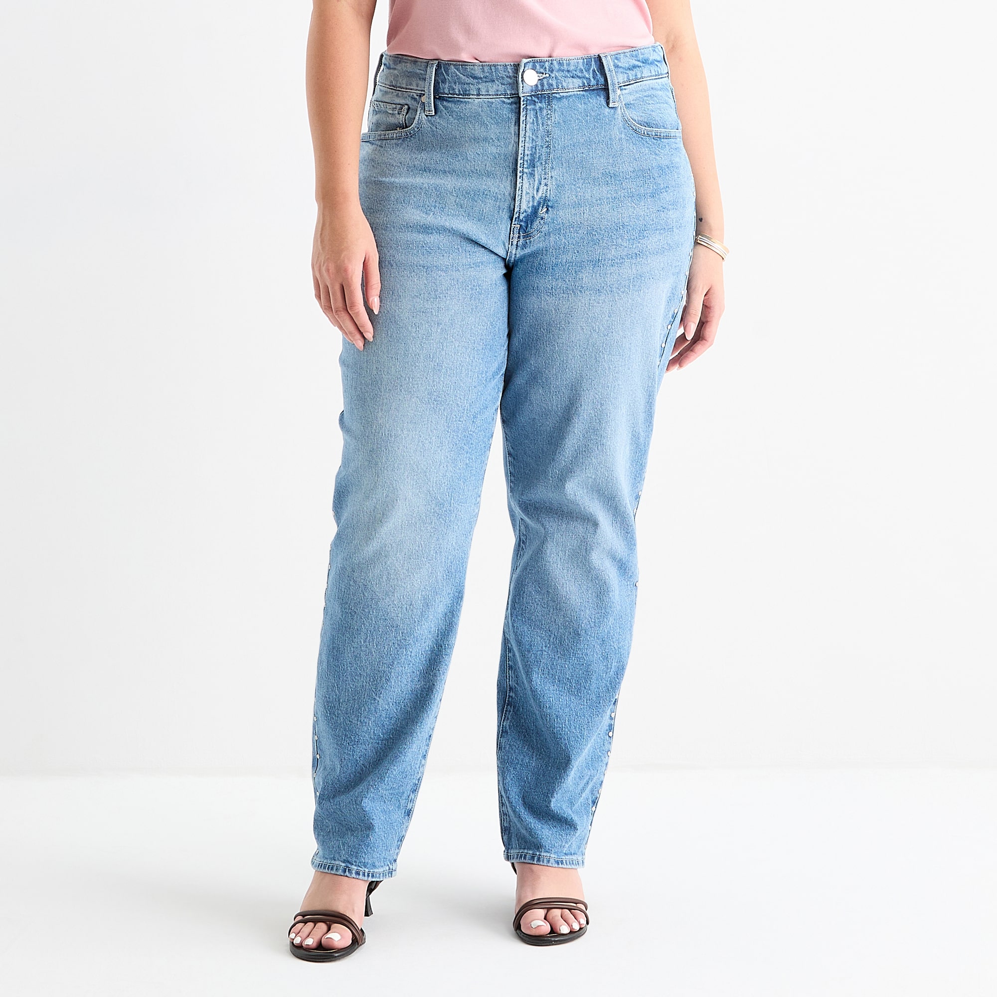 A.N.A Studded Womens Plus Highest Rise Straight Leg Jean