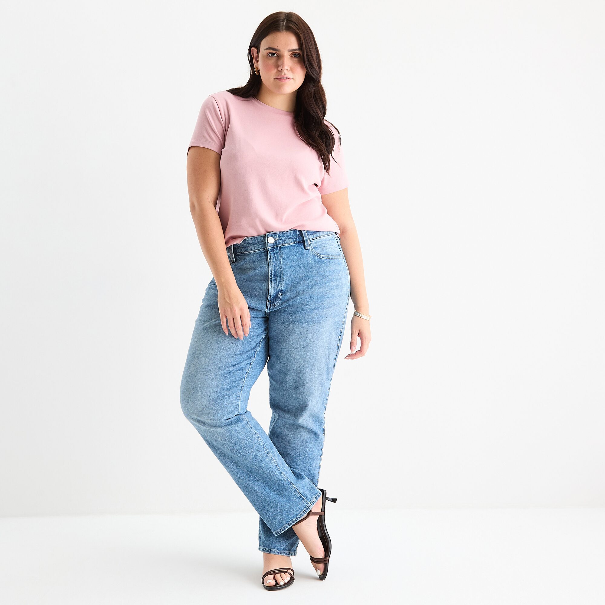 A.N.A Studded Womens Plus Highest Rise Straight Leg Jean