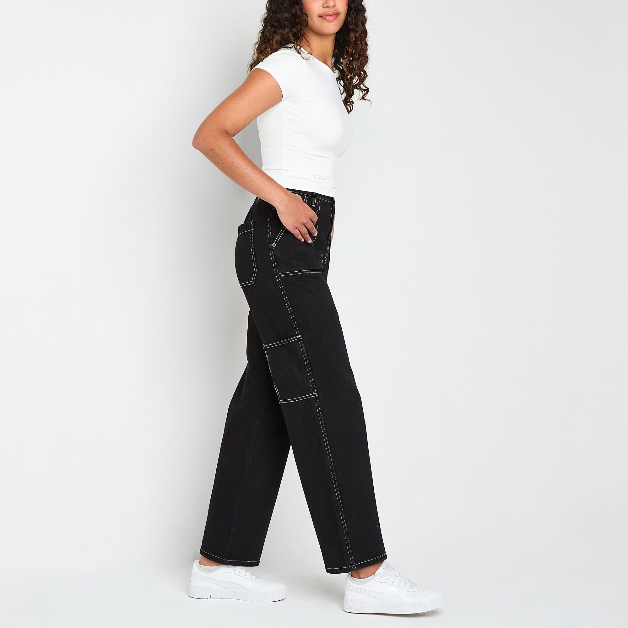 Arizona Womens Juniors Short Highest Rise Straight Leg Jean