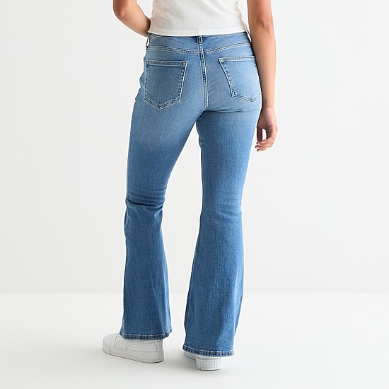 Arizona Womens Juniors Short Low Rise Flare Leg Jean