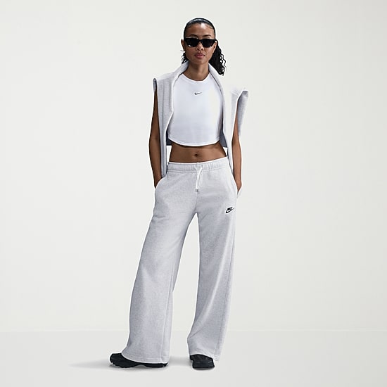 Nike Club Womens Wide Leg Mid Rise Fleece Sweatpant