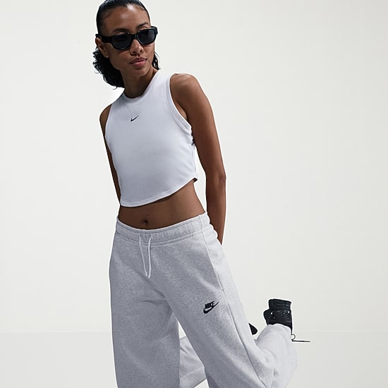 Nike Club Womens Wide Leg Mid Rise Fleece Sweatpant