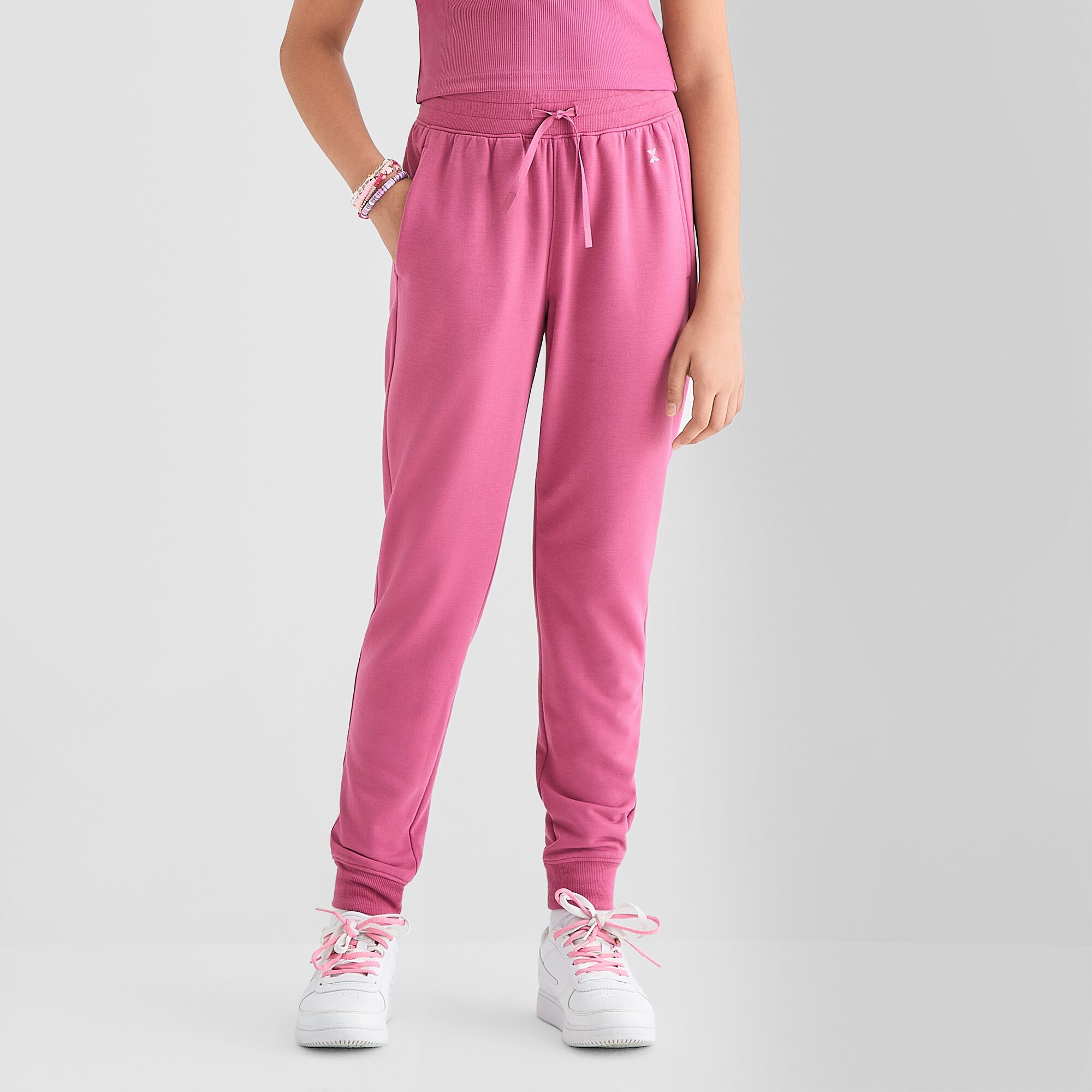 Xersion Super Soft Little & Big Kid Girls Cuffed Mid Rise Regular Fit Fleece Jogger Pant