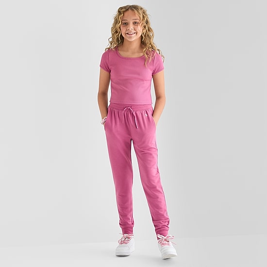 Xersion Super Soft Little & Big Kid Girls Cuffed Mid Rise Regular Fit Fleece Jogger Pant
