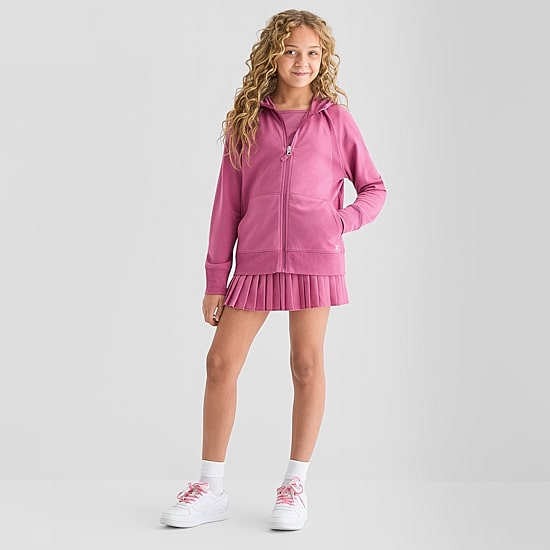 Xersion Super Soft Little & Big Kid Girls Long Sleeve Fleece Zipper Active Hoodie